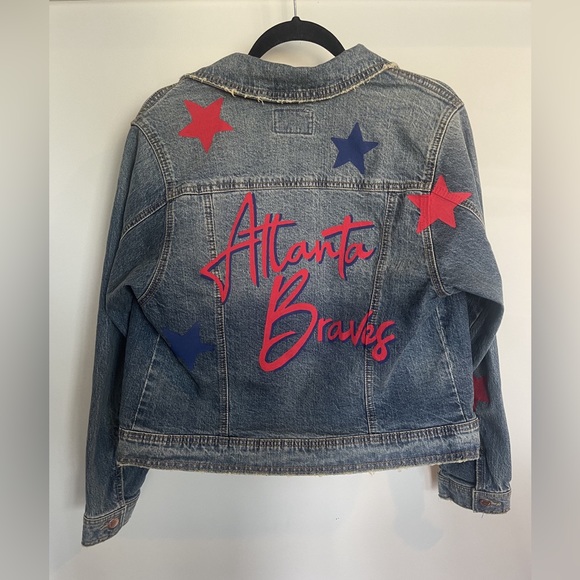 Atlanta Braves MLB Women’s Denim Jacket Custom Small - Picture 1 of 2